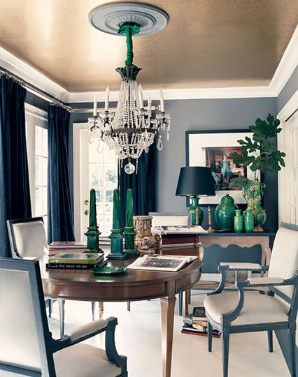 Shimmery dining room ceiling