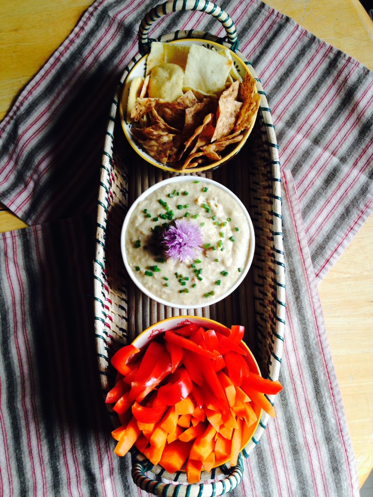 White Bean and Chive Blossom Dip. Bohemian Cottage
