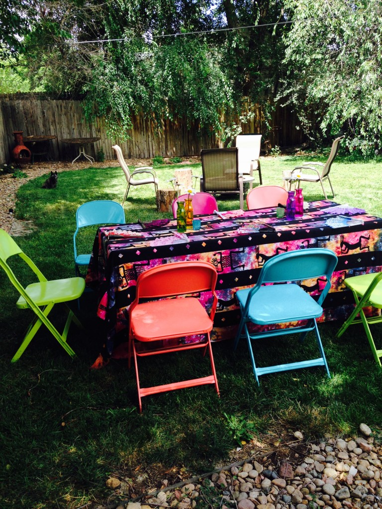 Bright bohemian party table