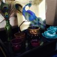 Bohemian peacock vignette display.